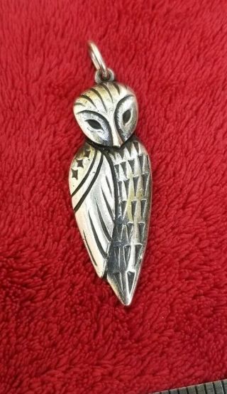 Rare Retired James Avery Sterling Silver 925 Owl Heavy Pendant