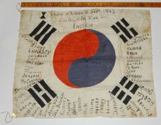 Rare Ww2 Gi Signed Korean Flag 1945 Wwii Korea War 32nd Inf Regt 7th Id