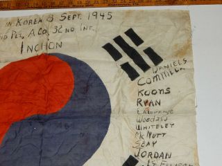 RARE WW2 GI SIGNED KOREAN FLAG 1945 WWII Korea war 32nd Inf Regt 7th ID 5