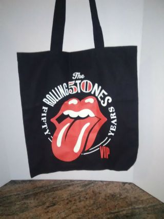 Rare Rolling Stones 50 Years Tour Vip Black Tote Bag 50th Anniversary