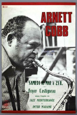 Arnett Cobb - Mega Rare Vintage Toulon 1974 Concert Poster Signed