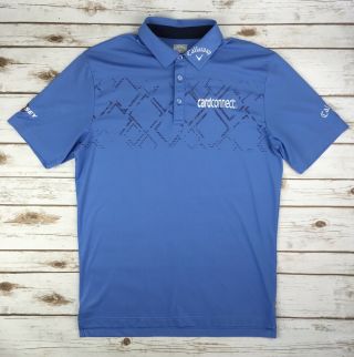 Men Callaway Polo Tour Issue Pro Golf Odyssey Opti Dri Blue Diamond Shirt M Rare