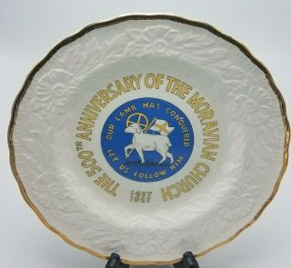 The 500th Anniversary Of The Moravian Church 1457 - 1957 Commemorative Plate Rare