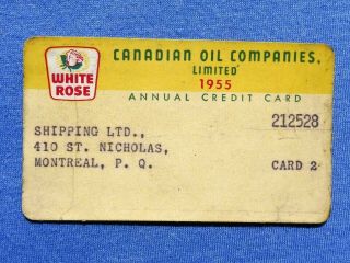 Rare 1955 White Rose Gasoline Station Credit Card Canada Oil Can Sign Garage