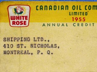 RARE 1955 WHITE ROSE GASOLINE STATION CREDIT CARD CANADA OIL CAN SIGN GARAGE 2