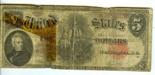 1907 Legal Tender " Wood Chopper " $5 Star Note Ag Rare Star Note