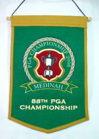 Rare Banner Medinah Cc 2006 Pga Championship Golf Tiger Woods Win Hang Sign Xlnt