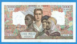 France 5000 Francs 1945 Sries W633 Rare
