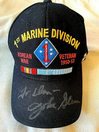 John Glenn Autographs Cap Rare Signed Korean War 1st Marine Division Veteran Hat