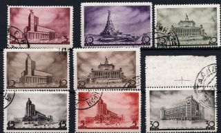 Rare Russia Stamps 1937,  Sc 597 - 604,  Mi 558 - 65,  Soviet Architects Congress