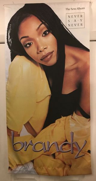 Rare 1998 Brandy " Never Say Never " 24 " X 48 " Cloth Promo Banner Poster Exc Cond