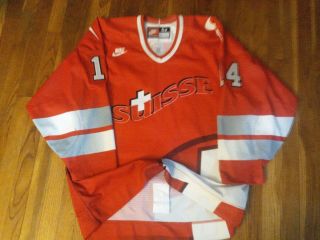 Iihf Switzerland Game Worn Hockey Jersey - Size 52.  Rare