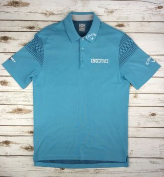 Mens Callaway Polo Tour Issue Pro Golf Odyssey Opti Dri Aqua Blue Shirt M Rare