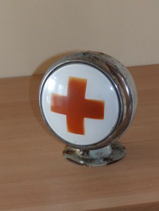 Very Rare Vintage USSR Ambulance Car Glass Lamp Soviet Red Cross Warning Light 2