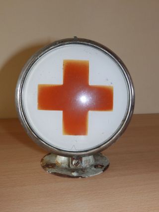Very Rare Vintage USSR Ambulance Car Glass Lamp Soviet Red Cross Warning Light 7