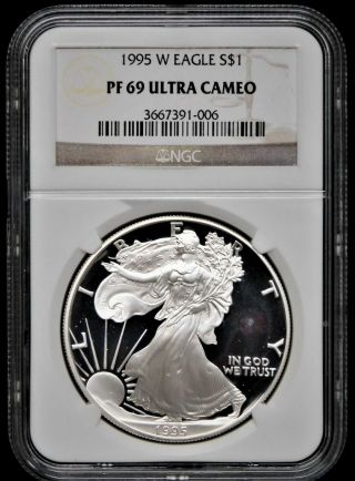 1995 W Proof Silver Eagle - Rare Key Date - Ngc Pf69 Ultra Cameo