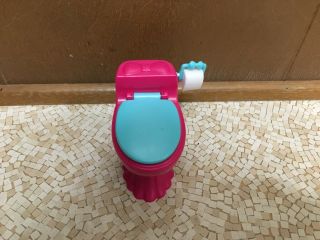 2012 Barbie Doll Glam Bathroom Hot Pink Blue Toilet Dreamhouse Furniture Rare