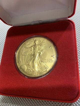 2004 Silver Walking Liberty.  One Ounce Of Silver.  Rare Gold Plated
