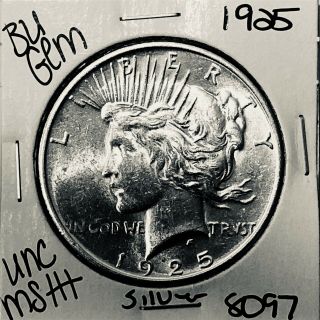 1925 P Bu Gem Peace Silver Dollar Unc Ms,  U.  S.  Rare Coin 8097