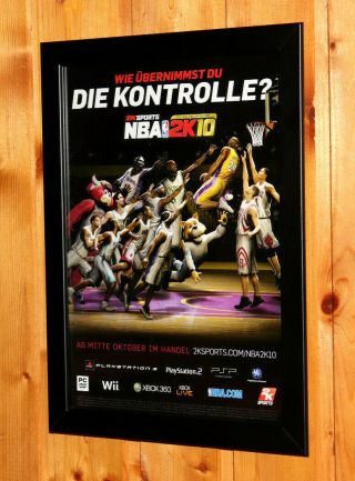 Nba 2k10 Video Game Rare Small Poster / Ad Page Ps3 Ps2 Xbox 360 Wii