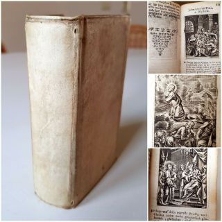 Small,  Old And Rare Dutch Book In Parchment With Engravings 1683