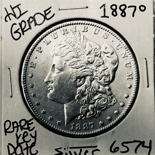 1887 O Morgan Silver Dollar Hi Grade U.  S.  Rare Key Coin 6574