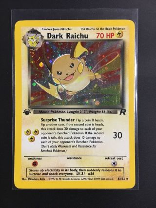 Pokémon Tcg - Dark Raichu 1st Edition - Team Rocket Set 83/82 Holo Rare