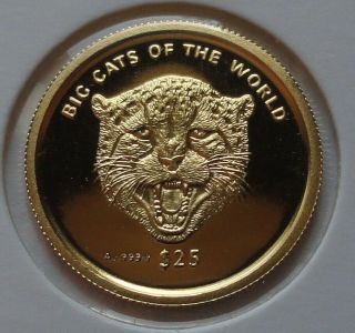 2001 Sierra Leone Big Cats Of The World Tiger 3,  1g 1/10 Oz 999.  9 Gold Coin Rare