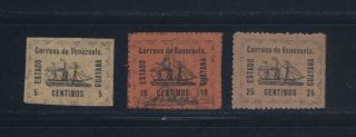 1903 Venezuela Stamps Very Rare Scott 1 - 2 - 3 A1,