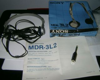 Sony Mdr - 3l2 Vintage Headphone Very Rare No Foam Pads W/original Box Plug Pc - 34