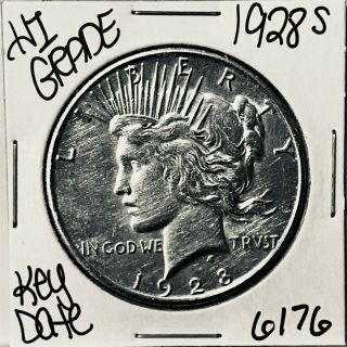 1928 S Silver Peace Dollar Coin 6176 Rare Key Date