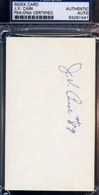 Jv Cain Rare D.  79 Psa/dna Signed 3x5 Index Card Autograph Authentic