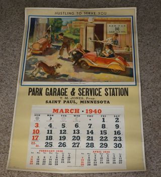 Rare Orig.  1940 Our Gang Large Advertising Calendar Alfalfa Buckwheat Hal Roach