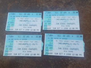 October 4 1998 Cots Vs Charges Ticket Stubs 4 Peyton Manning First Win Rare Nfl