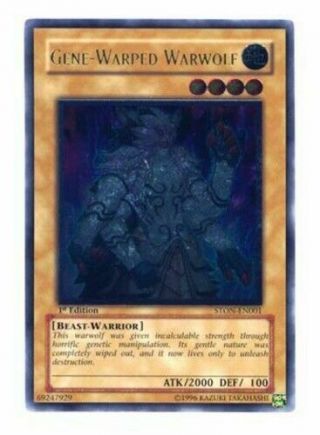 Yugioh Gene - Warped Werwolf Ston - En001 Ultimate Rare 1st Edition Nm Near