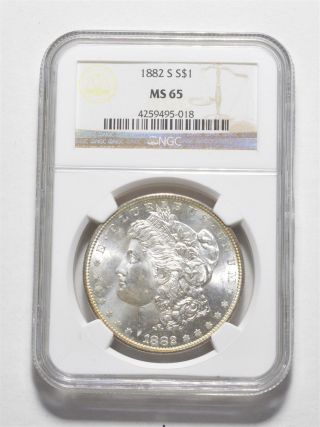 Ms65 1882 - S Morgan Silver Dollar Ngc Graded Rare In Choice Unc 062