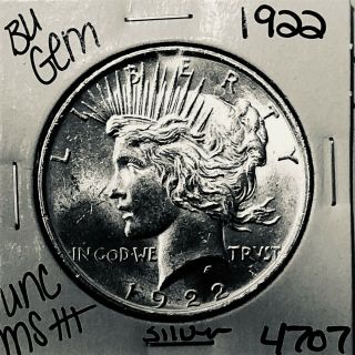 1922 P Bu Gem Peace Silver Dollar Unc Ms,  U.  S.  Rare Coin 4707