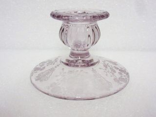 Rarely Seen Heatherbloom Rose Point 627 Round Foot Faceted Stem Candlestick