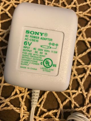 SONY AC Power Adaptor Ac - CSE10 Rare Find Sony 6v Adaptor Ac Son 2