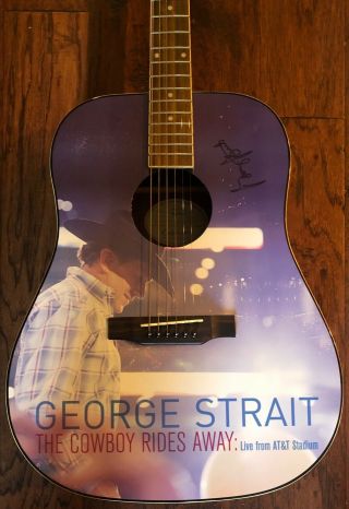 George Strait Autographed Rare Limit Cowboy Rides Away Guitar Signed Jsa
