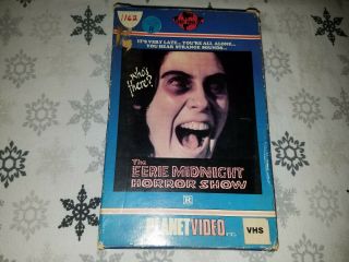 The Eerie Midnight Horror Show VHS Planet Video Very Rare Big Box 3