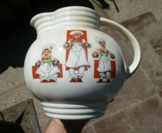 Vtg,  Rare Design,  Knowles Utility Ware " Chefs " Pitcher.  (early Knowles)