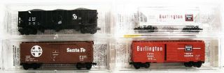 4 Micro Trains Assorted Freight Cars Rare.  Scroll Down