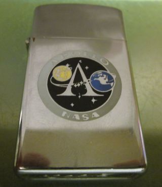 ZIPPO LIGHTER Vintage VERY RARE 1973 NASA APOLLO slim w/ box 3