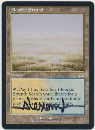 Mtg Flooded Strand Onslaught Rare Signed By Artist Rob Alexander Near