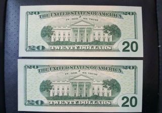 $20 FRN Fancy Near Solid & binary serial number Uncirculated & consecutive RARE 3