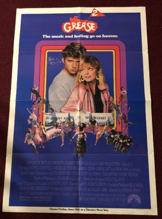Rare 1982 Grease 2 Autographed Movie Poster 27x40 Maxwell Caulfield Autograph