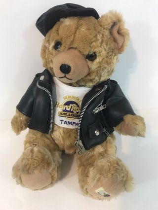 Rare Hard Rock Cafe Tampa Plush Harrington Teddy Bear Motorcycle Biker