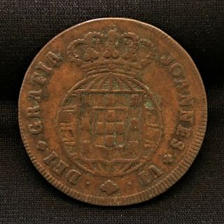 1820 Portugal 10 Reis,  Only 6773 Minted,  João Vi,  Km 356,  Vf,  Key Date - Rare