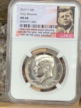 2019 - P Kennedy Half Ngc Ms 68 Top Pop - Early Releases - Rare